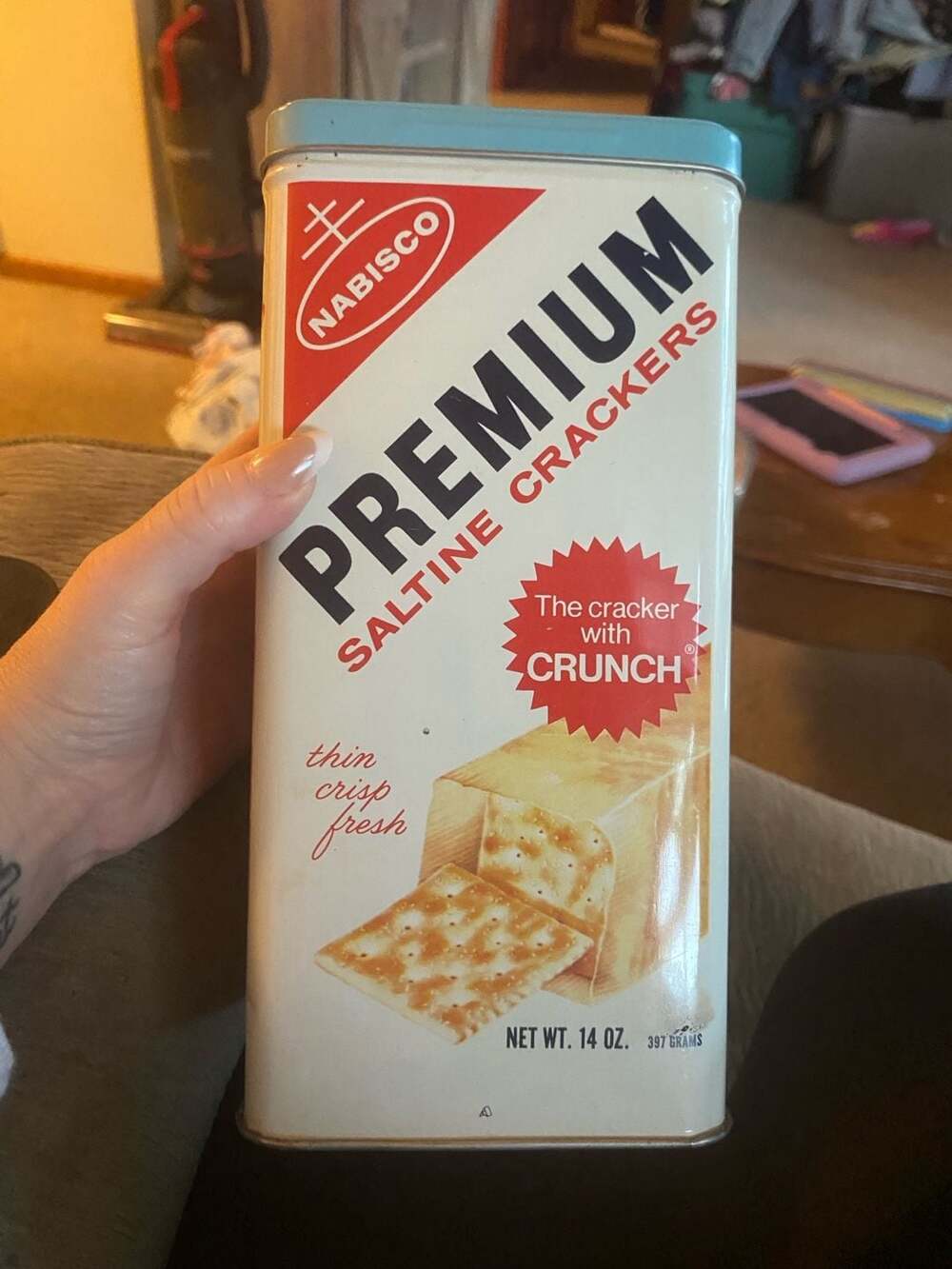Vintage Nabisco Premium Saltine Crackers Tin 14 Oz